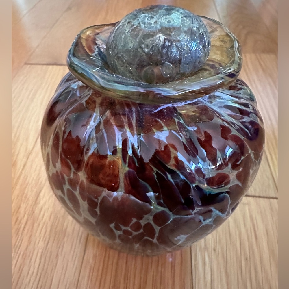 Hand blown glass vase with removable top. Never displayed.